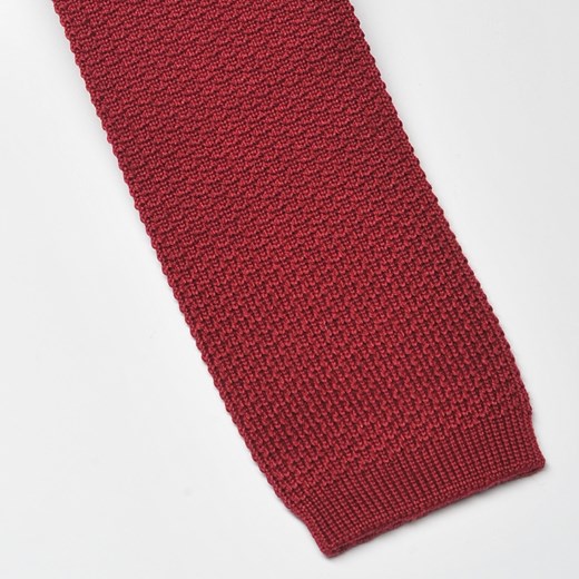 Bordowy bawełniany krawat z dzianiny / knit