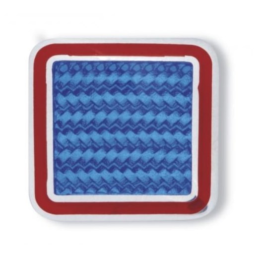 Eleganckie spinki do mankietów kwadratowe niebieskie z czerwoną obwódką