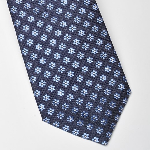 Elegancki granatowy krawat Profuomo w błękitne kwiatuszki