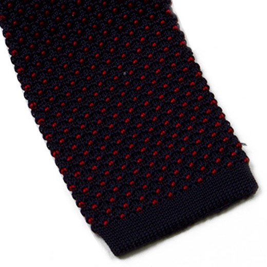 Granatowy krawat knit Hemley w czerwone kropeczki