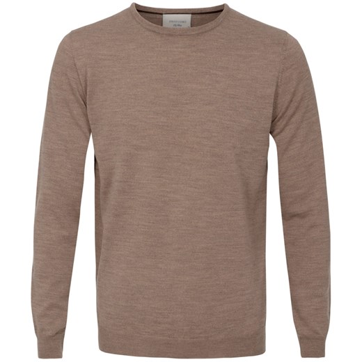 Sweter / pulower o-neck z wełny z merynosów w kolorze beżowym