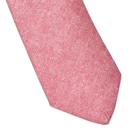 Elegancki DŁUGI czerwony pastelowy lniany krawat Van Thorn