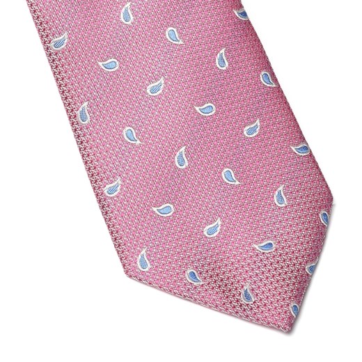 Elegancki różowy krawat Van Thorn w błękitne paisley