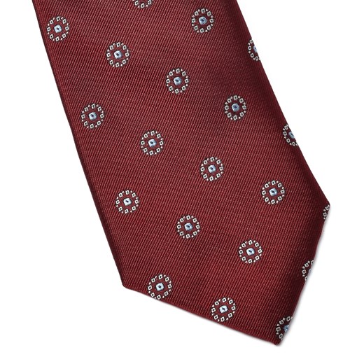 Bordowy jedwabny krawat w grochy