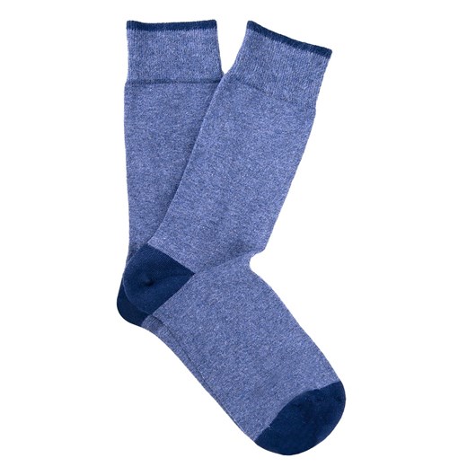 Błękitne skarpetki męskie bawełniane z niebieską piętą i palcami