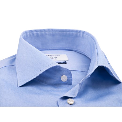Elegancka biała koszula męska Profuomo TRAVEL w błękitny prążek
