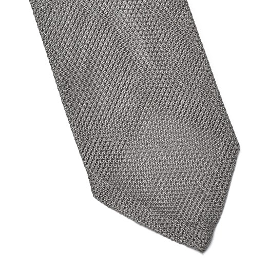 Elegancki szary krawat z grenadyny o drobnym splocie bez podszewki