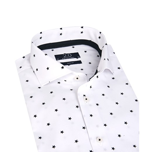 Elegancka biała koszula męska Profuomo w granatowe gwiazdki