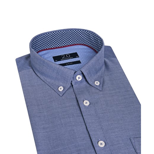 Elegancka niebieska koszula męska Profuomo z kontrastowymi wstawkami