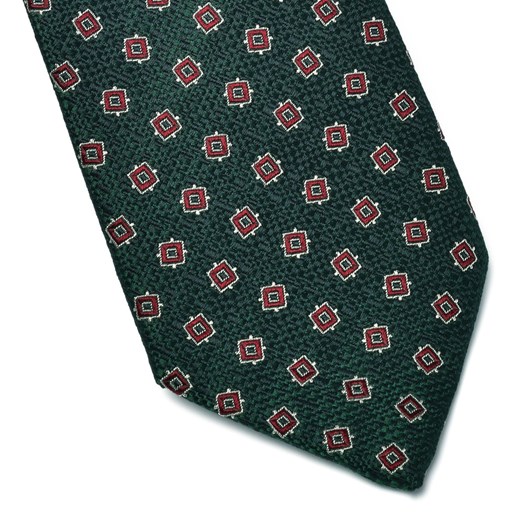 Elegancki zielony krawat Bigi z delikatną strukturą w bordowy wzór