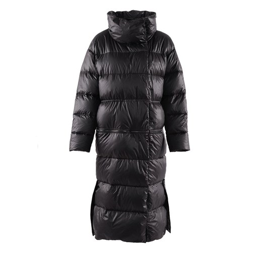 Czarny płaszcz puchowy z odpinanym dołem  Mmc S/M showroom.pl