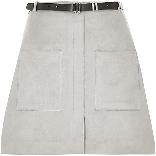 Light grey belted pocket mini skirt  River Island   