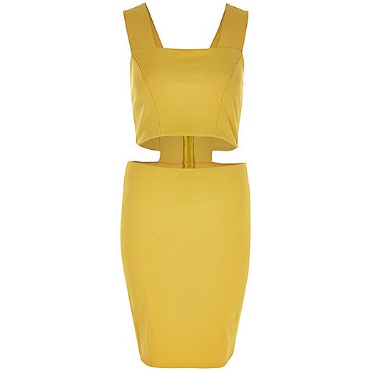 Yellow thick strap cut-out dress  River Island   
