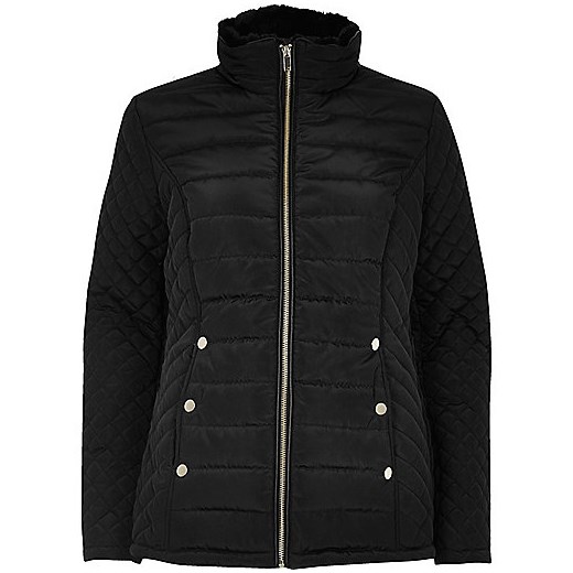 Black quilted jacket  czarny River Island  