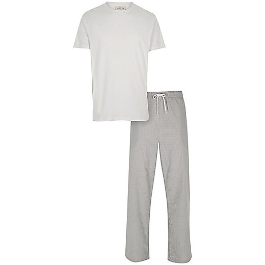 White t-shirt and bottoms pyjama set   River Island  