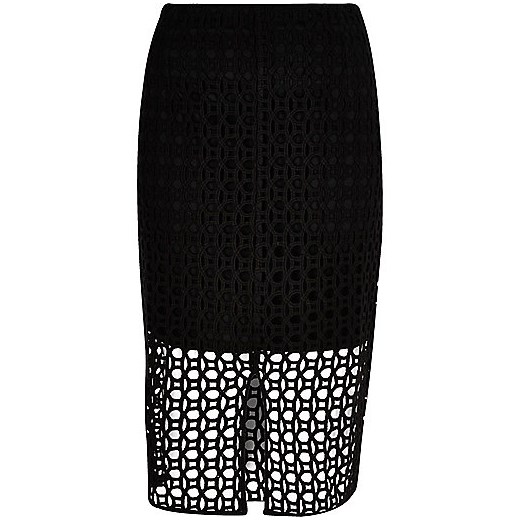 Black circle lace pencil skirt 