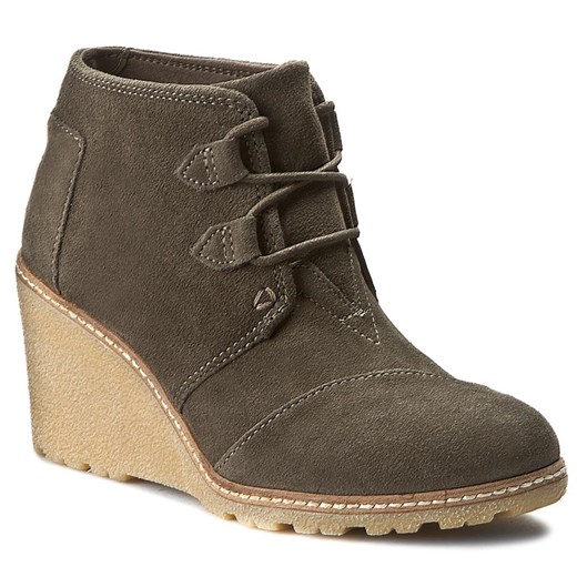 Botki TOMS - Desert Wedge 10008907 Tarmac Olive Suede With Faux Crepe Wedge Toms szary 36.5 eobuwie.pl