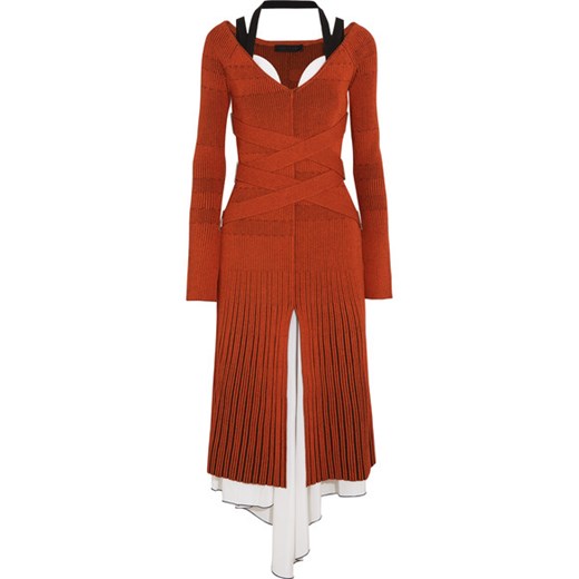 Plated-knit and stretch-silk midi dress  Proenza Schouler  NET-A-PORTER