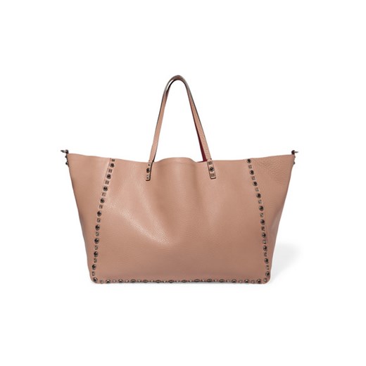 The Rockstud reversible embellished textured-leather tote rozowy Valentino  NET-A-PORTER