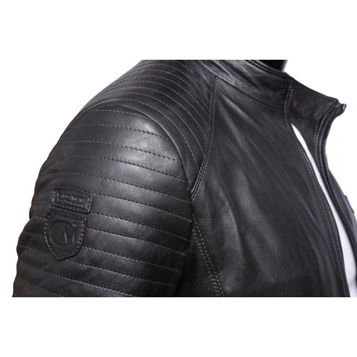 VIT450_3 - Czarna kurtka skórzana męska w casualowym stylu DORJAN