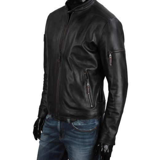 KEN450 - kurtka biker męska z czarnej skóry naturalnej DORJAN