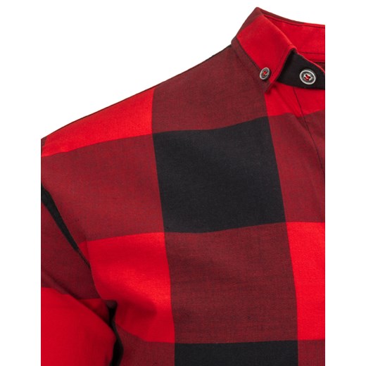 Czerwona koszula męska w kratę (dx1082)   L DSTREET