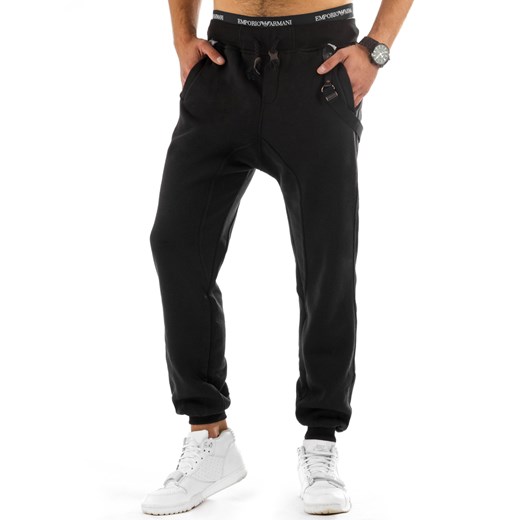 Spodnie męskie dresowe baggy czarne (ux0704) czarny  M DSTREET