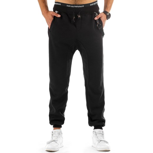 Spodnie męskie dresowe baggy czarne (ux0704) czarny  XL DSTREET