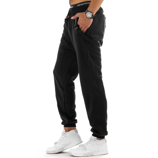 Spodnie męskie dresowe baggy czarne (ux0704)  czarny XXL DSTREET