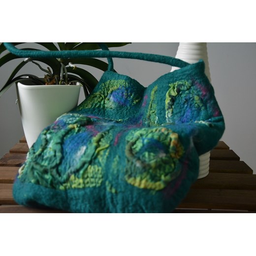 Szaleństwo zieleni artystyczna torebka z wełny i jedwabiu