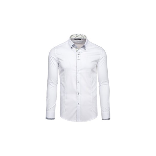 Biała koszula męska elegancka z długim rękawem Denley 7180