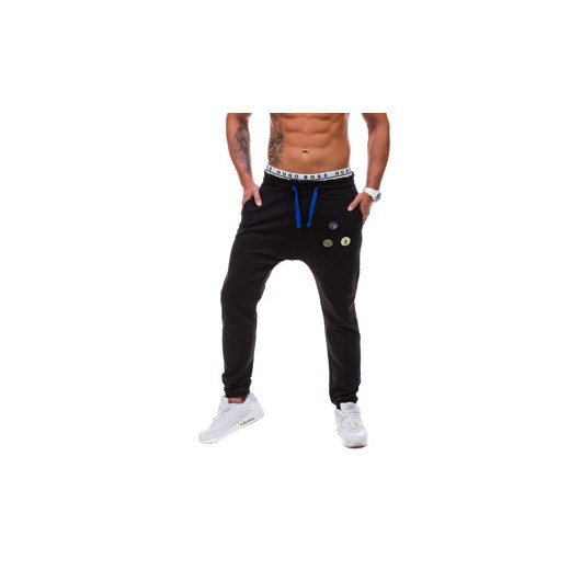 Spodnie jeansowe joggery męskie czarny Denley 800