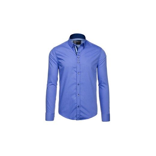 Niebieska koszula męska elegancka z długim rękawem Bolf 5787