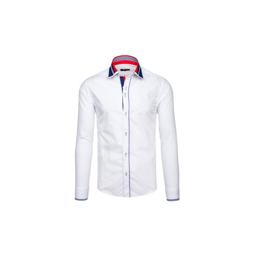 Biała koszula męska elegancka z długim rękawem Denley 6851