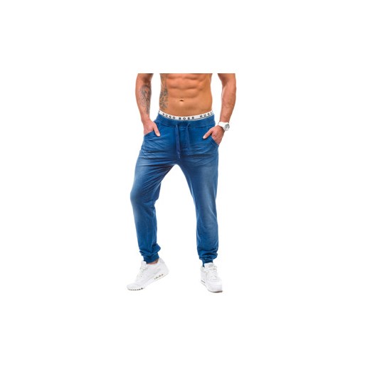 Niebieskie spodnie joggery męskie Denley 1041