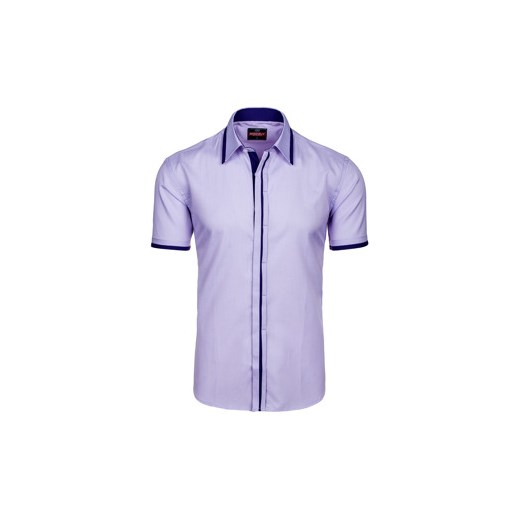 Fioletowa koszula męska elegancka z krótkim rękawem Denley HCT