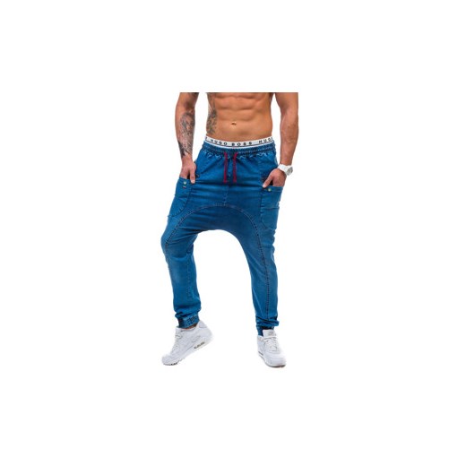 Niebieskie spodnie jeansowe baggy męskie BOLF 654