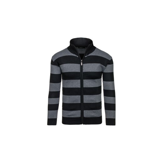 Czarny sweter męski rozpinany Denley 6018