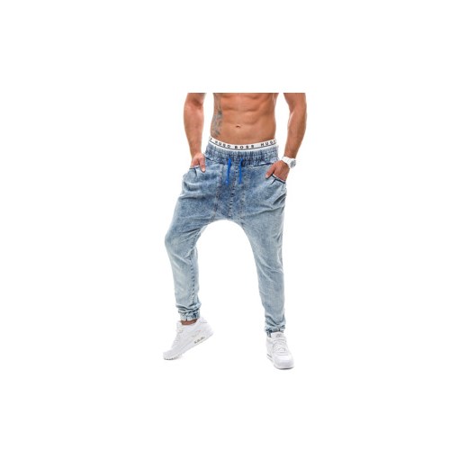 Błękitne spodnie jeansowe baggy męskie Denley 801
