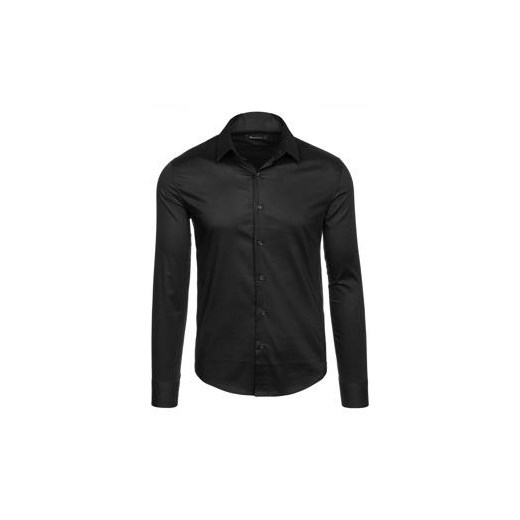 Czarna koszula męska elegancka z długim rękawem Denley 143