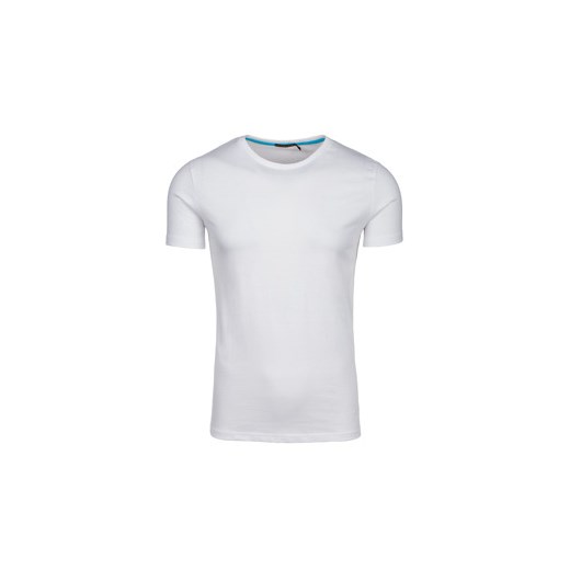 Biały t-shirt męski bez nadruku Denley 6058