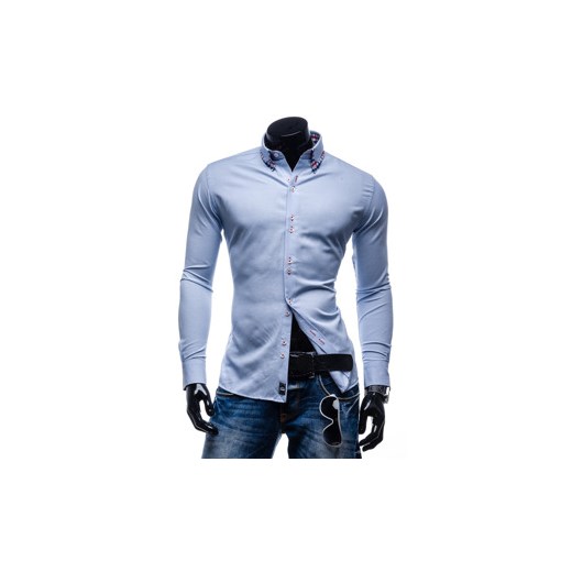 Błękitna koszula męska elegancka z długim rękawem Denley 211