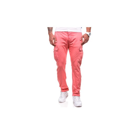 Spodnie bojówki męskie różowe Denley 8380