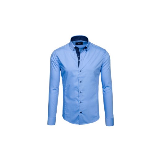 Niebieska koszula męska z długim rękawem Bolf 5807