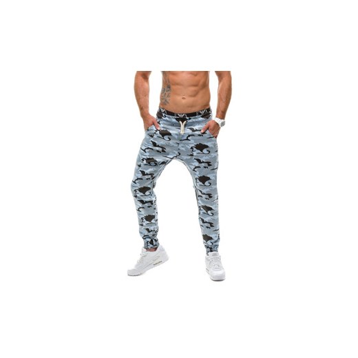 Spodnie dresowe joggery męskie moro-niebieskie Denley 0367