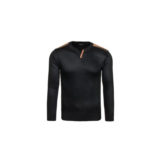 Czarny sweter męski w serek Denley 6032