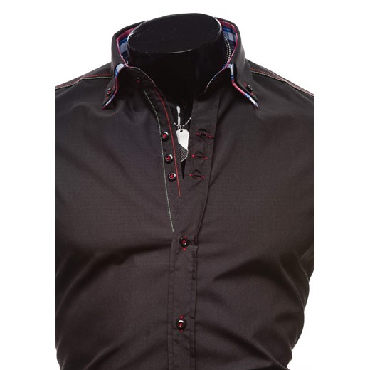 Czarna koszula męska elegancka z długim rękawem Denley 3701