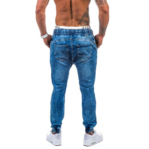 Niebieskie spodnie joggery męskie Denley 803