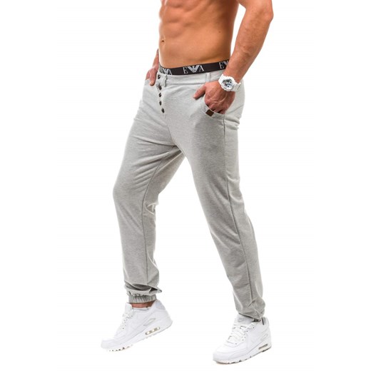 Szare spodnie dresowe męskie Denley 1024