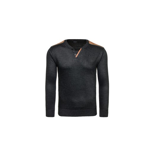 Antracytowy sweter męski w serek Denley 6032
